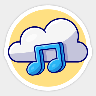 Cloud Music with Tune and Note of Music Cartoon Vector Icon Illustration Sticker